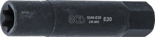 Socket Wrench Insert E-Type Socket, 100 mm long, E20, 22 mm hex.