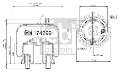 Bellow, air suspension Mercedes-Benz LKW 970 320 00 21