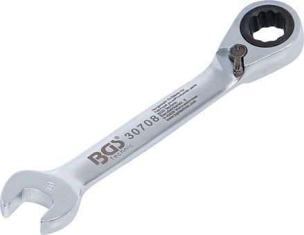 Ratchet Ring Open-ended Spanner Ratchet Wrench, short, 8 mm
