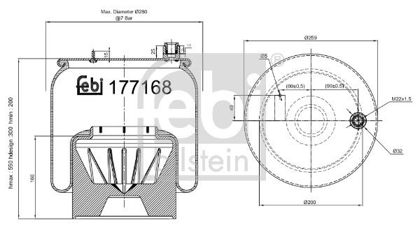 Bellow, air suspension Mercedes-Benz LKW 961 320 36 21