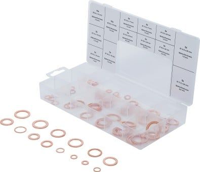 Seal Ring Set 75-piece Copper Sealing Ring Assortment, metric fo