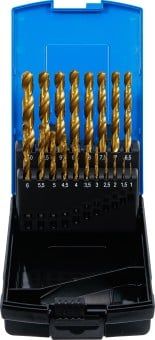Twist Drill Bit Set 19-piece Twist Drill Set, Titanium Coated, HSS, 1-