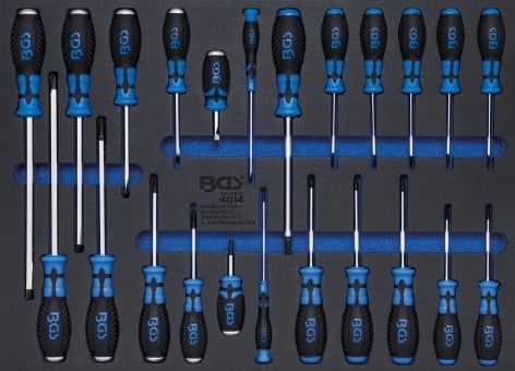 Screwdriver Set 3/3 Tool Tray for Workshop Trolleys: 23-piece Scre