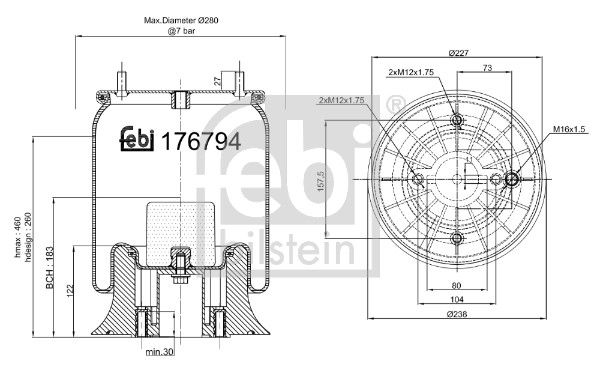 Bellow, air suspension DAF 2037 231