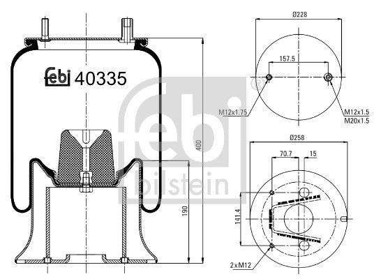Bellow, air suspension Fruehauf (Crane) U-JB-0203-001