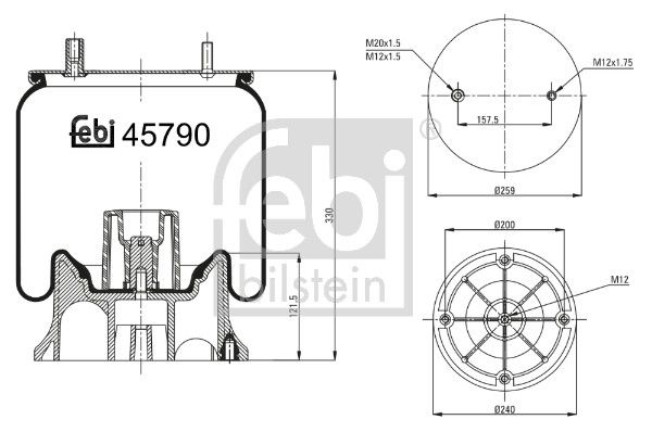 Bellow, air suspension Fruehauf (Crane) M-078580