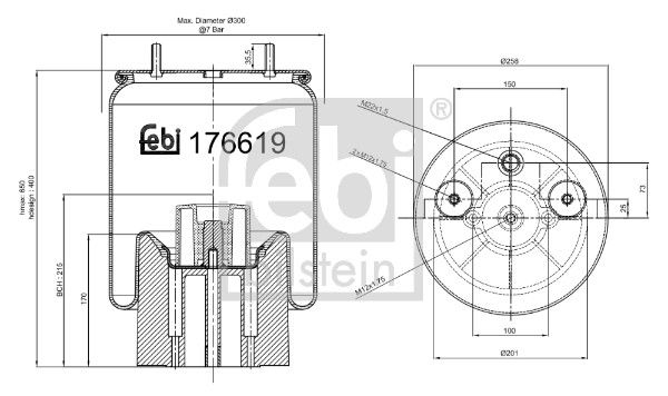 Bellow, air suspension VALX 80 130 001