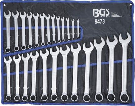 Spanner Set, ring/open ended Combination spanner set : inch sizes : 1/4" - 1.1/