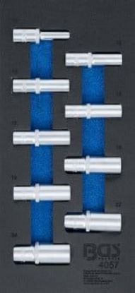 Socket Wrench Set 1/3 Tool Tray for Workshop Trolleys: 9-piece 1/2"