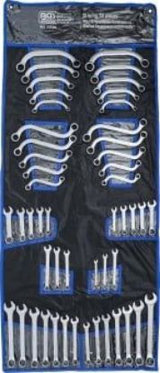 Spanner Set, ring/open ended 50-piece Spanner Assortment, Inch + Metric Sizes