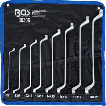 Double Ring Spanner Set 8-piece Double Ring Spanner Set, deep offset ends