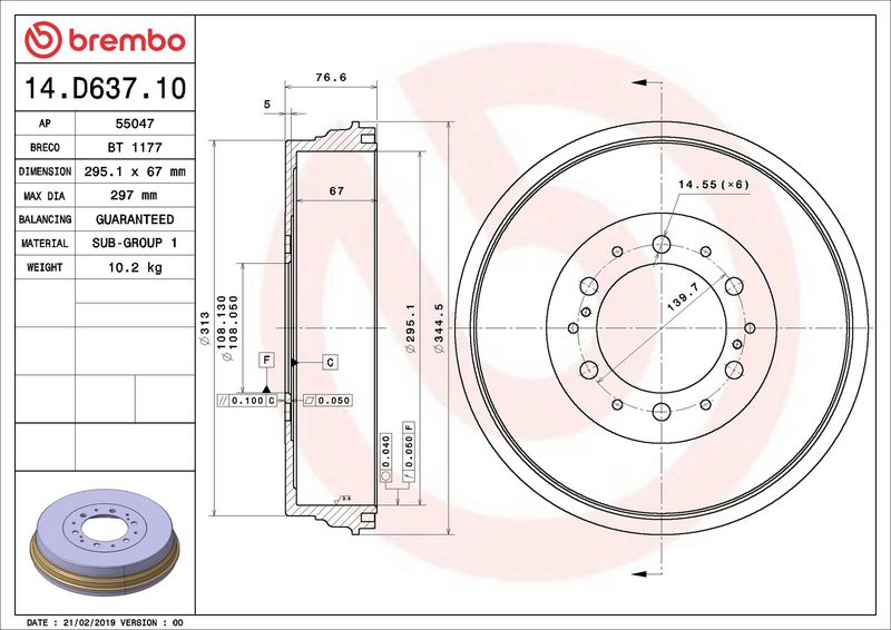 Brake Drum TOYOTA - 42431-0K120