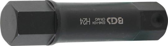 Screwdriver Bit Int. Hex. Bit, 100 mm long, 24 mm, 22 mm hex.